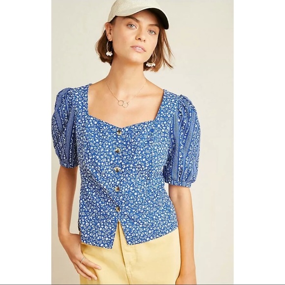 ANTHROPOLOGIE MAEVE Marta Puff-Sleeved Blouse - Picture 3 of 8